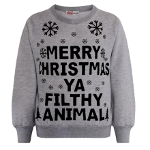 Merry Christmas Unisex Ya Filthy Jumper Sweatshirt Ya Filthy Animal For AdultsGrey4XL