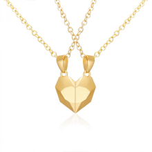 Gold Silver Black Heart Pendant Couple Magnetic Chain Heart Pendant Necklace BFFH