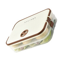 Clear Dumpling Storage Container With-Cream white two laye