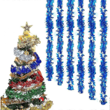 Guirlandes de Noël en 6 pièces, guirlandes métalliques, guirlandes rouges, décoration scintillante pour sapin de Noël, bleu