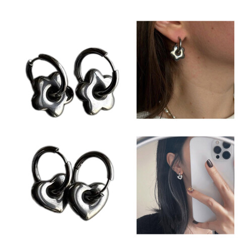 Boucles d'oreilles élégantes en acier inoxydable,-Étoile 2