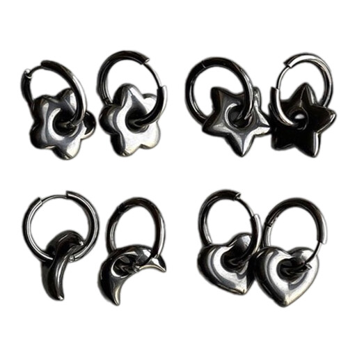 Boucles d'oreilles élégantes en acier inoxydable,-Étoile 1