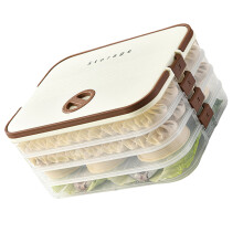 Stackable Dumpling Storage Box With Date-Cream white four lay