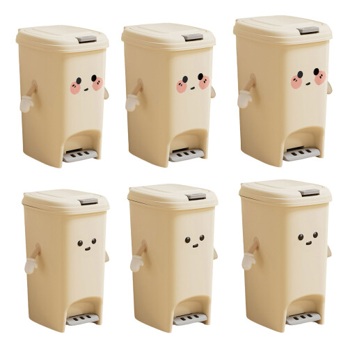 Foot Pedal Cream Trash Can Double Opening-10L creative model 1