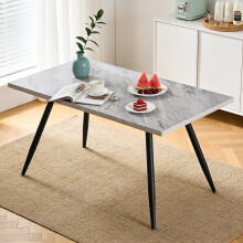White 150CM Dining Table Marble Effect Kitchen