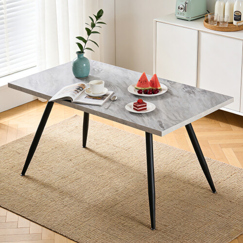 AINPECCA White 150CM Dining Table Marble Effect Kitchen