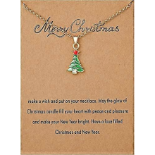 Christmas Tree Necklace Ladies Girls Teen Wishes Card Chain Necklaces Christmas Party Jewelry Gifts