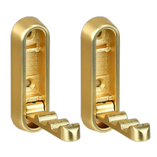 2 Pieces Folding Wall Hooks for Hanging Coats Hats-Gold