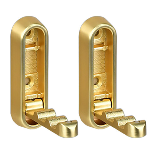2 Pieces Folding Wall Hooks for Hanging Coats Hats-Gold
