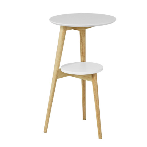 SoBuy White 2-Tier Round Wooden Side Table