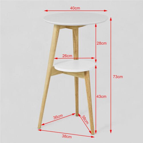 SoBuy White 2-Tier Round Wooden Side Table 2