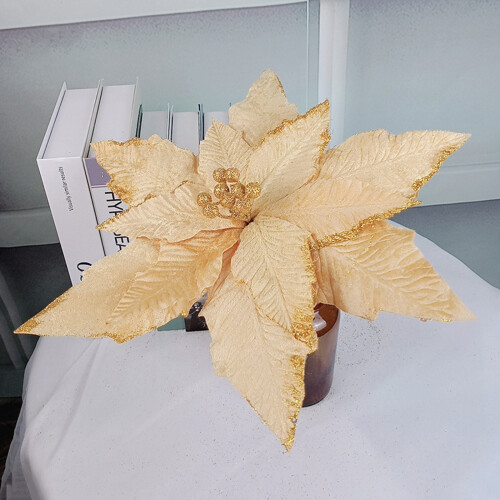 Κόκκινα λουλούδια Poinsettia από ζάχαρη, ζωηρές χριστουγεννιάτικες διακοσμήσεις για 1