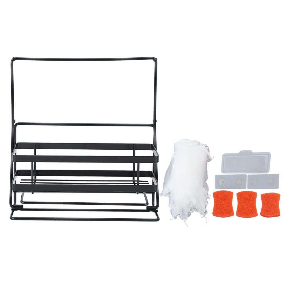 Non-Slip Sponge And Tool Organizer, Rectangular Design Wrought Iron Caddy With Removable Drainage Tray, Rustproof And Durable For Daily Use In Kitchen 9061222256881