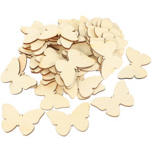 50Stk Natürliche Holzscheiben Schmetterling DIY Holz