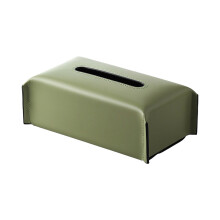 Boîte à mouchoirs étanche, conteneur de mouchoirs en cuir-Vert