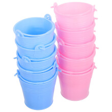 10 Stuks Mini Kunststof Emmer Met Handvat Voor Kinderen En Craft