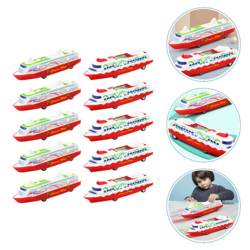 10 Stuks Plastic Cruise Ship Pull Back Scheepje Glijdend Speelgoed 2