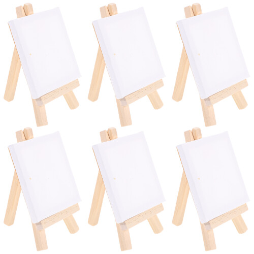 6 Sets Mini Gespannen Kunstenaarscanvas Schilderplaat Wit