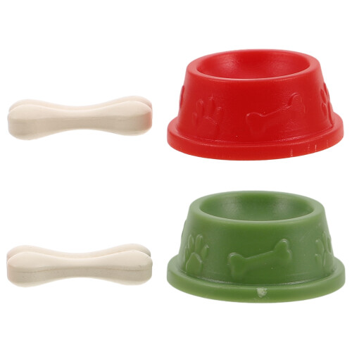 2 Sets Miniature Hondenvoerbakjes Plastic met Bot