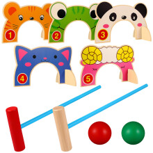 Cartoon Croquet Spielzeugset Tier Gateball -Kind Rasenspiel