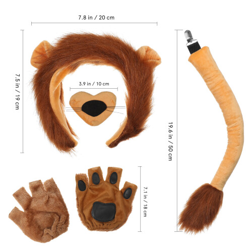 Set Costume Di Leone Con Orecchie, Naso, Coda E Per Cosplay 1