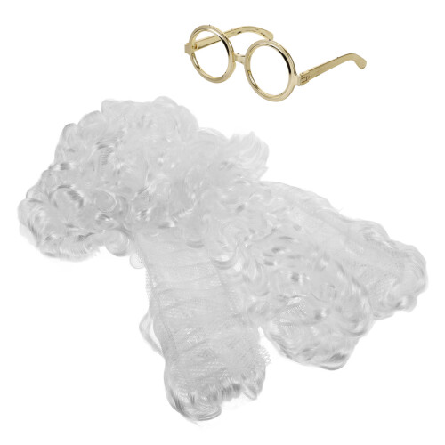 Peluca Larga Con Gafas Doradas Para Cosplay