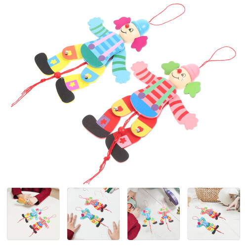 2 Clown Marionet Met Touw Speelgoed 1