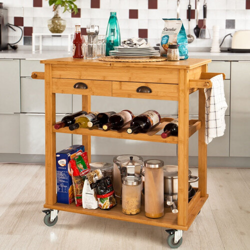 SoBuy Carrello in bambù 80x50x90cm 1