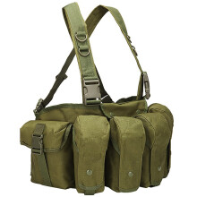 Military Airsoft Combat Assault Vest MOLLE Magazine Pouch Chest Rig Size L Green Tactical For Airsoft Paintball