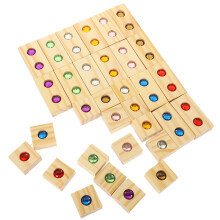 1 Set Holzbausteine Mit Edelstein-Einlage Stapelbausteine Bauspielzeug