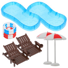 2 Sets Mini Zwembad, Mini Huis, Zwemring, Strandstoel, Strandoil Model