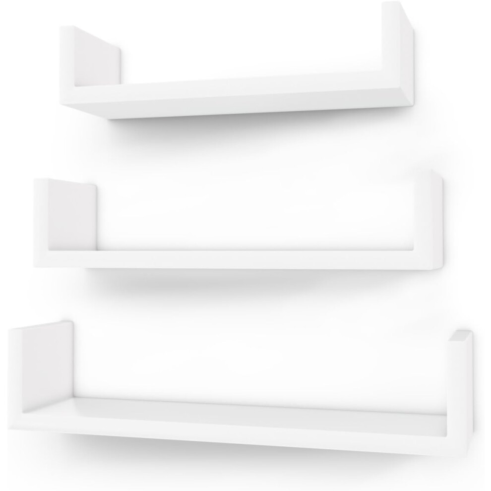 Classic Rustic Floating Shelves, Set Of 3 White For Endless Shelving Possibilities In Your Home Decor 9061222237453