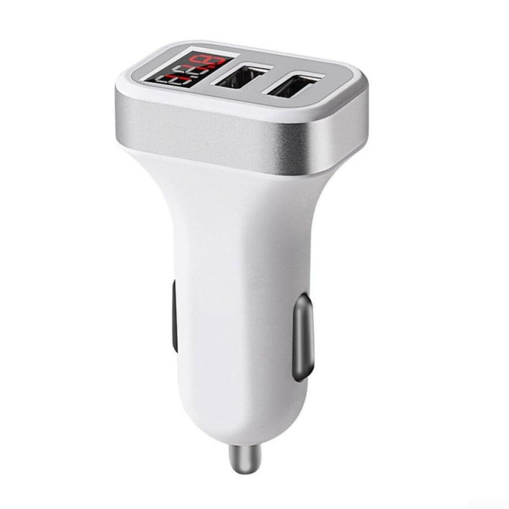 2 4A Dual Usb Car Charger With Digital Display For Smartphones Tablets And Other Mobile Devices Silver 9339159526361