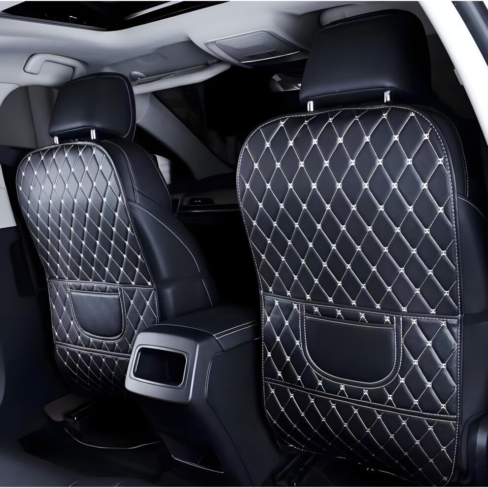 2Pcs Kick Mats Car Seat Protector Leather Car Seat Backrest Protector With Pocket For Kids 9105992560752