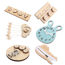 6Teiliges Holz Montessori Busy Board Mit Aktivitätsplatte Und Lernspielzeug