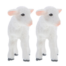 2 Dekorative Lammfigurine Weihnachtsdekoration Kunststoff Weiß