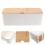 White Cable Management Box, Kabelorganizer Mit Holzdeckel 3