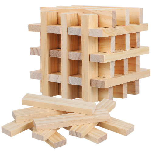 100 Pièces Bâtonnets En Bois Pour Blocs Construction Montessori