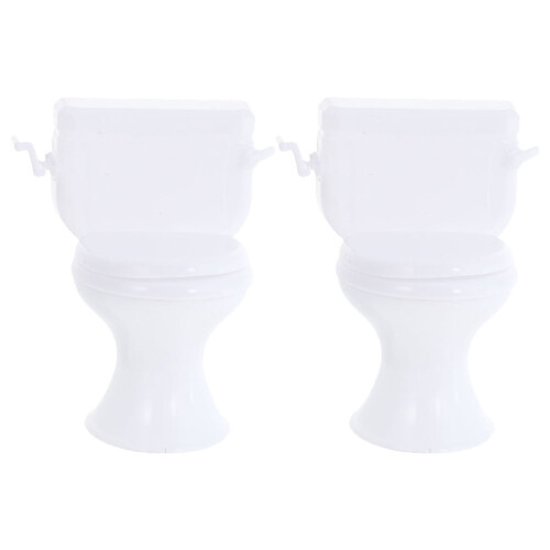 2 Stuks Mini Meubels Grappige Mini Badkamer Accessoires Wit 1