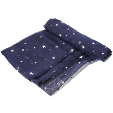 Sheer Curtains With Grommets Silver Star Foil 100X200Cm Navy