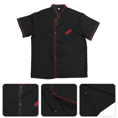 Unisex Manga Corta Para Chef Negro L 1