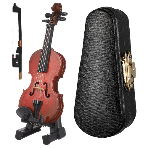 De Violín Miniatura De Madera Con Estuche Y