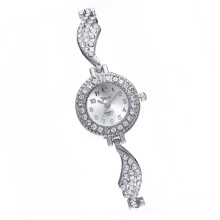 1Pc Fashion Rhinestone Wing Bangle Watch For Women Silver Quartz