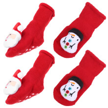 2Paires Hiver Épais Motif Sapin Rouge
