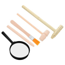 Set Kids Archaeology Tool With Hammer Brush Magnifier Gemstone