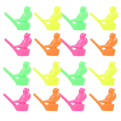 16Pcs Colorful Plastic Bird Shaped Whistle Party Props