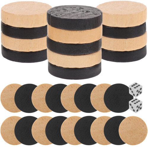 One Set Wooden Backgammon And Chess Pieces Board Game Accessories 1