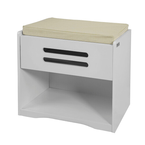 SoBuy Panca Scarpiera con Cuscino, Bianco