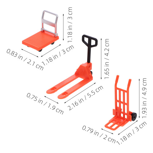 Miniature Hand Trolley Set With Forklift And Platform Cart 1