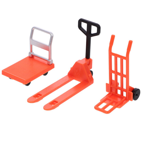 Miniature Hand Trolley Set With Forklift And Platform Cart 2
